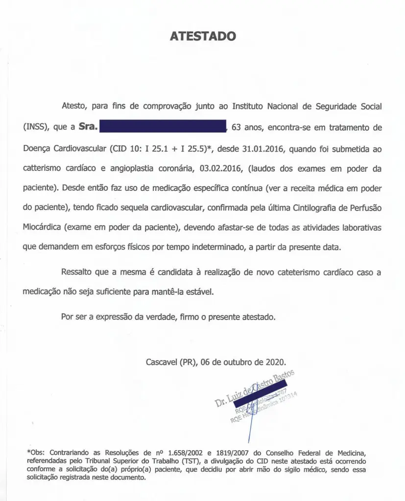 Exemplo de laudo com CID